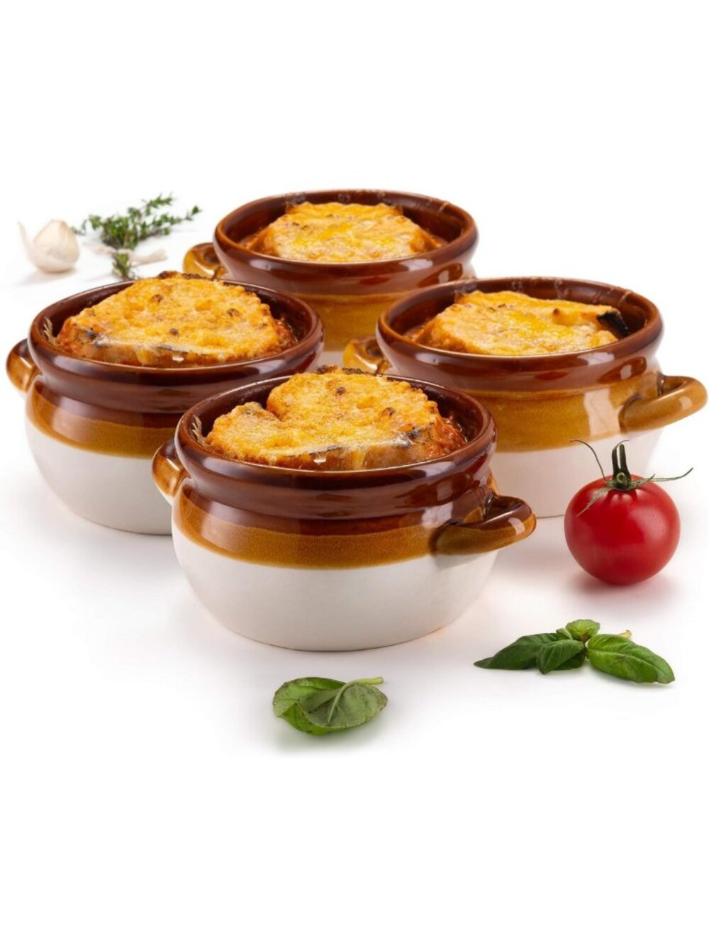 Ceramic French Onion Soup Bowls with Handles, Set of 4, 18 oz - Perfect for